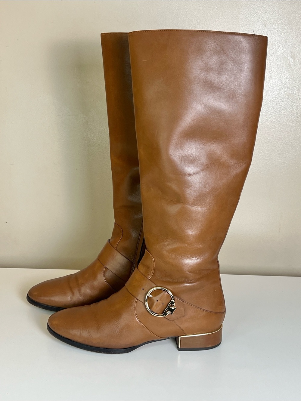 Tory Burch Sofia Brown Leather Knee-High Riding Boots